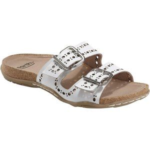 Earth Women's Sand Havana Leather Strap Slide Sandals -- White 6.5M NEW